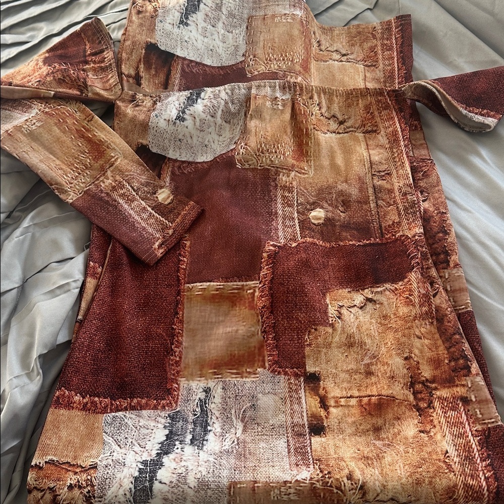 Pretty Little Thing Patchwork Long Sleeve Dress Size 10 - Picture 9 of 9